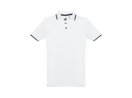 THC ROME WH. Zweifarbiges Baumwoll-Poloshirt für Männer. Weiße Farbe Werbeartikel