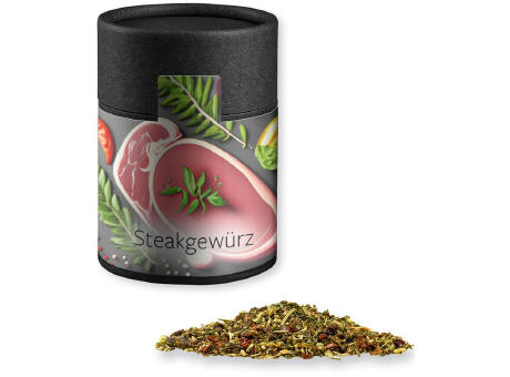 Product image Gewürzmischung Steakgewürz, ca. 75g, Kraftpapierdose Midi schwarz Werbeartikel