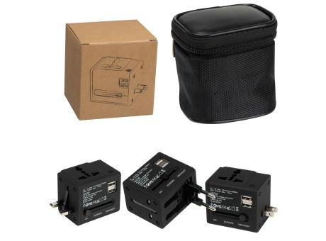Product image Gummierter Reiseadapter in einem Etui Werbeartikel