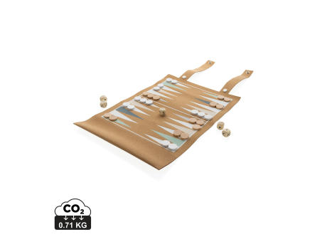 Britton faltbares Backgammon und Damespiel Set aus Kork Werbeartikel