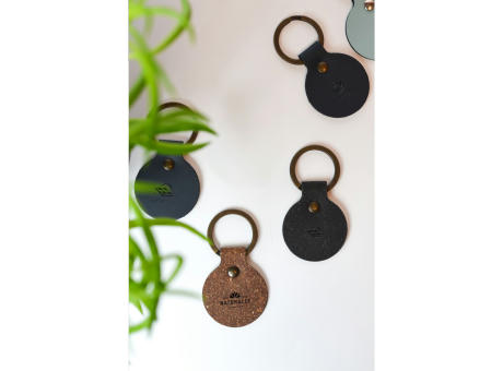 Recycled Leather Keyring Round Schlüsselanhänger Werbeartikel