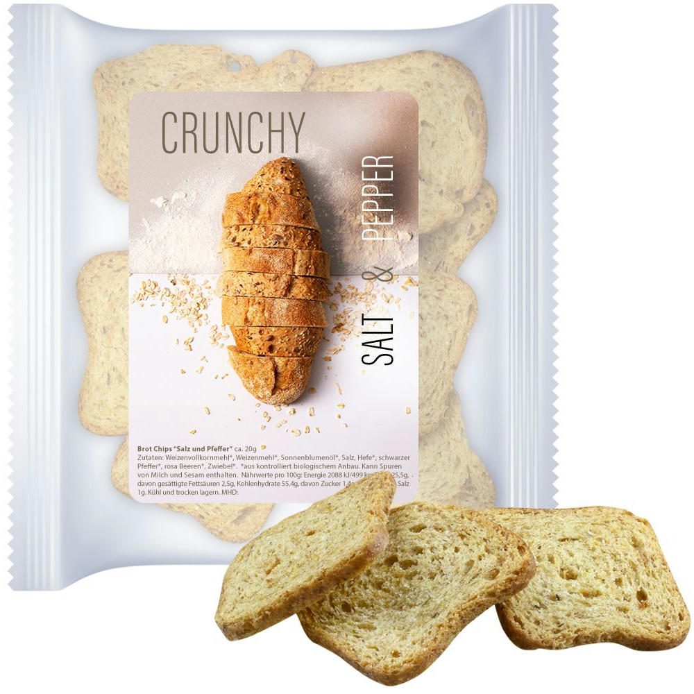 Product image Brot Chips Salz und Pfeffer, ca. 20g, Express Maxi-XL-Tüte mit Etikett Werbeartikel