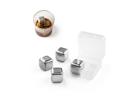 GLACIER. Set mit wiederverwendbaren Würfeln aus rostfreiem Stahl Werbeartikel
