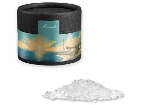 Product image Meersalz, ca. 75g, Kraftpapierdose Mini schwarz Werbeartikel