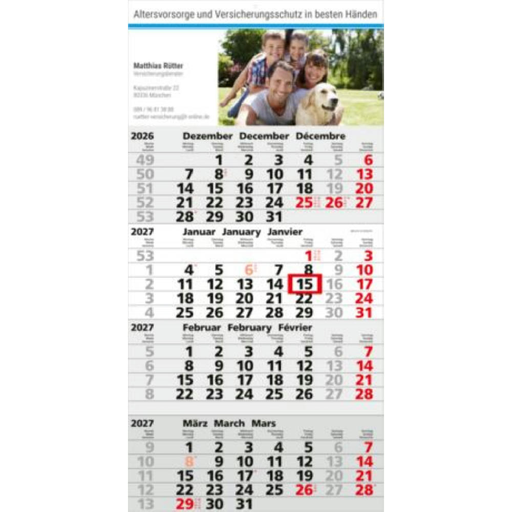 Product image 4-Monatskalender Einblatt Mega 4 Post A EXPRESS postoptimiert Werbeartikel