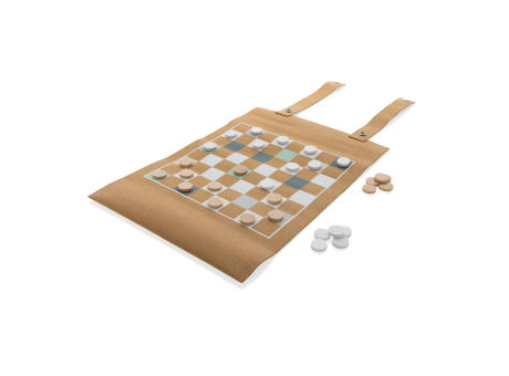 Britton faltbares Backgammon und Damespiel Set aus Kork Werbeartikel