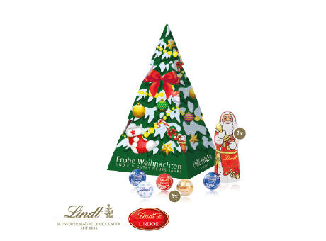 Product image Präsent "Weihnachtsbaum" mit Lindt Minis und Nikolaus Werbeartikel