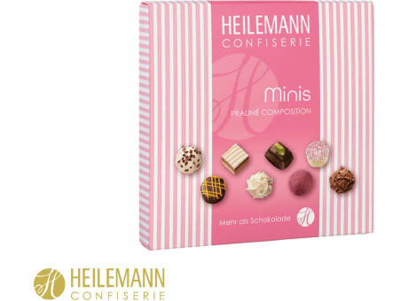 Heilemann Mini Pralinés im Schuber, pink/weiß 91 g, Inhalt: Heilemann Mini Pralinés Werbeartikel
