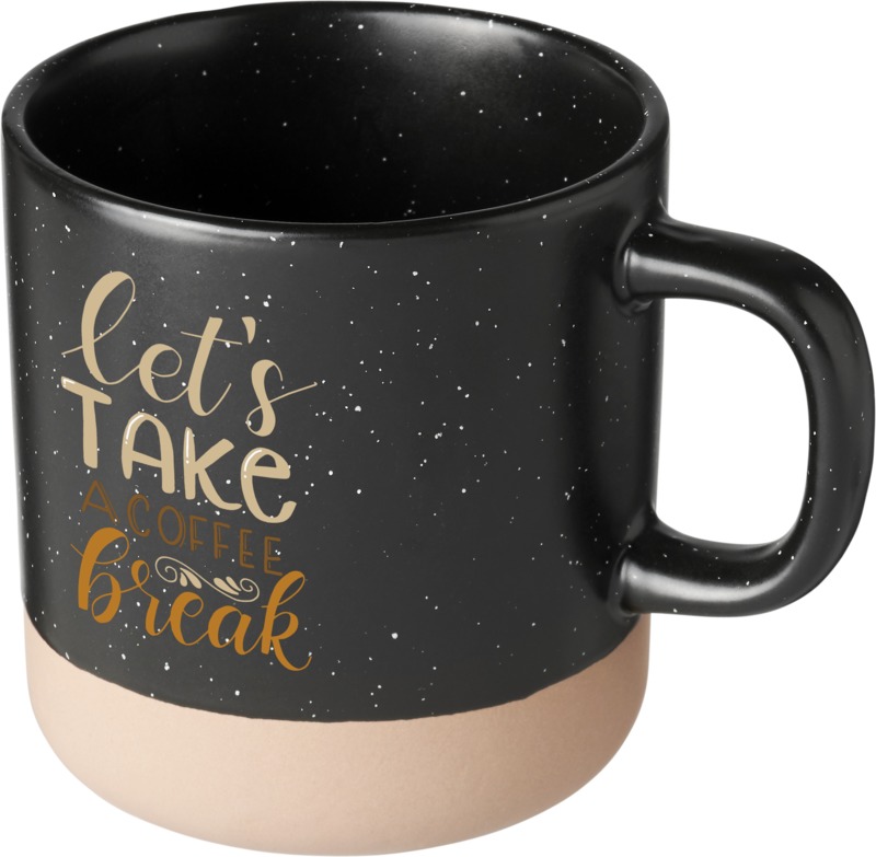 Schwarzer Pascal 360 ml Keramikbecher mit individuellem Logo – idealer Werbeartikel für Promotion und Firmenbranding