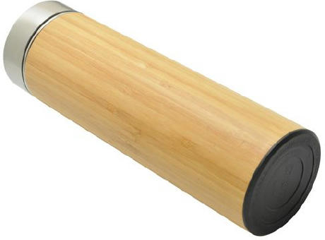 Doppelwandige Flasche 'Onsen', Bambus, mit Teesieb, 480ml Werbeartikel