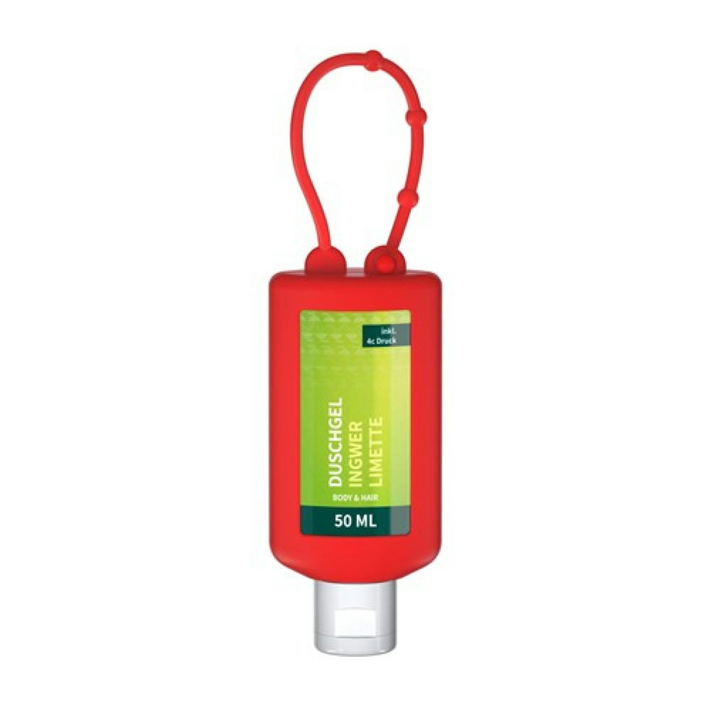 Product image 50 ml Bumper rot - Duschgel Ingwer-Limette - Body Label Werbeartikel
