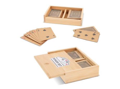 Pokerset in Bambus-Geschenkbox Werbeartikel