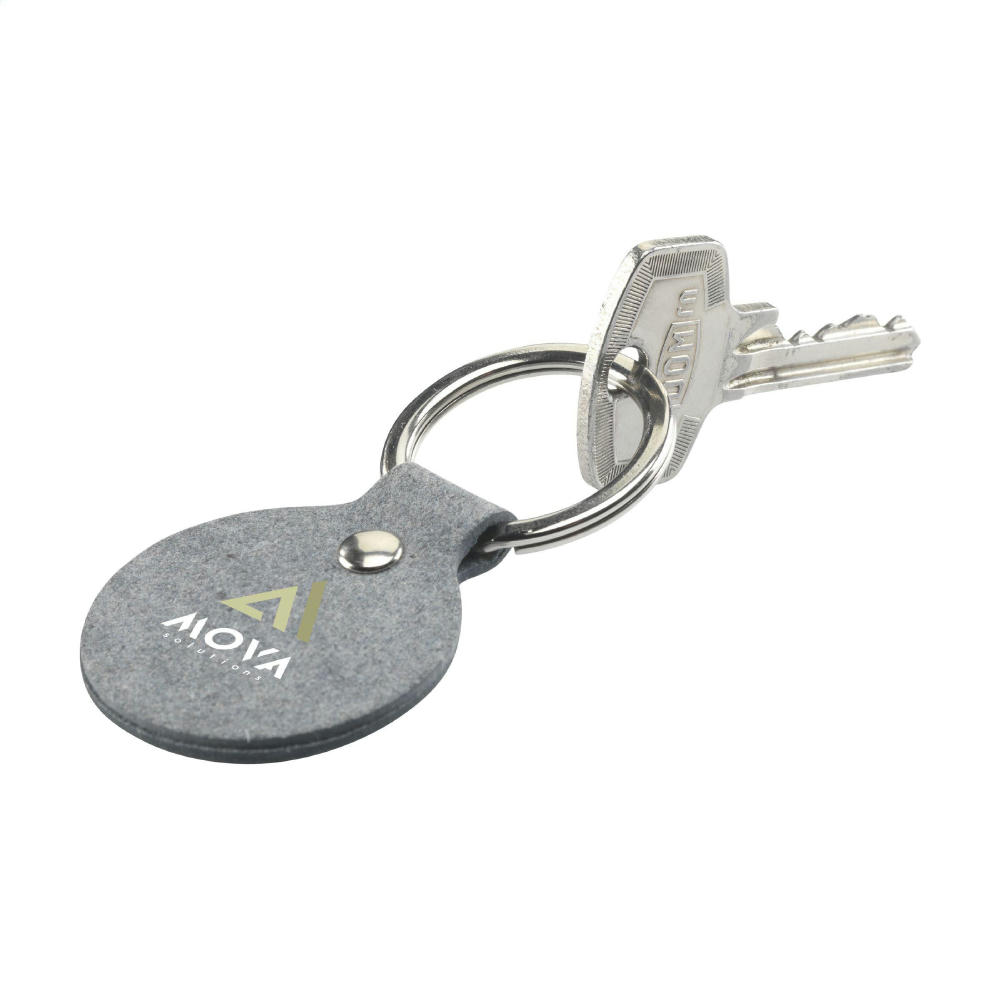 Recycled Denim Textile Keyring Round Schlüsselanhänger Werbeartikel