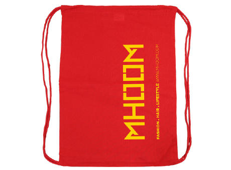 Product image Baumwoll Rucksack farbig mit farbigen Kordeln 140 gr/m2 Werbeartikel