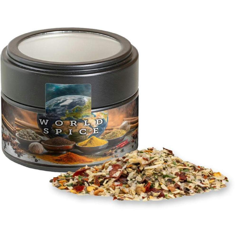 Product image Weihnachts Gewürzmischung Braten, ca. 50g, Metalldose Mini mit Sichtfenster schwarz Werbeartikel