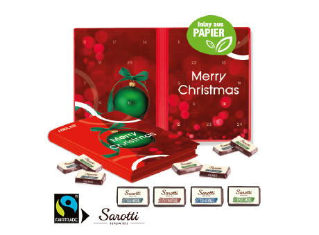 Adventskalender Weihnachtsbuch mit Sarotti Fairtrade® Werbeartikel