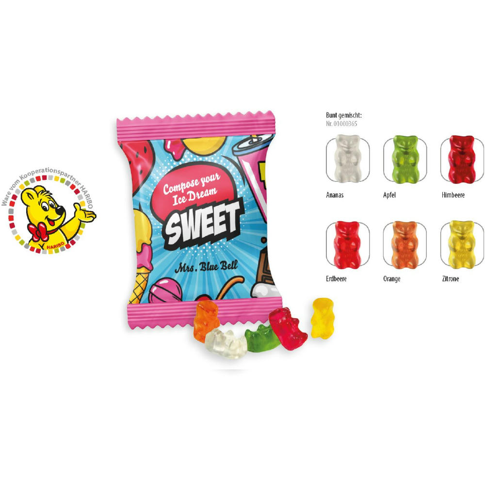 HARIBO Mini-Goldbären 10 g in individuell bedruckter Werbetüte mit Firmenlogo