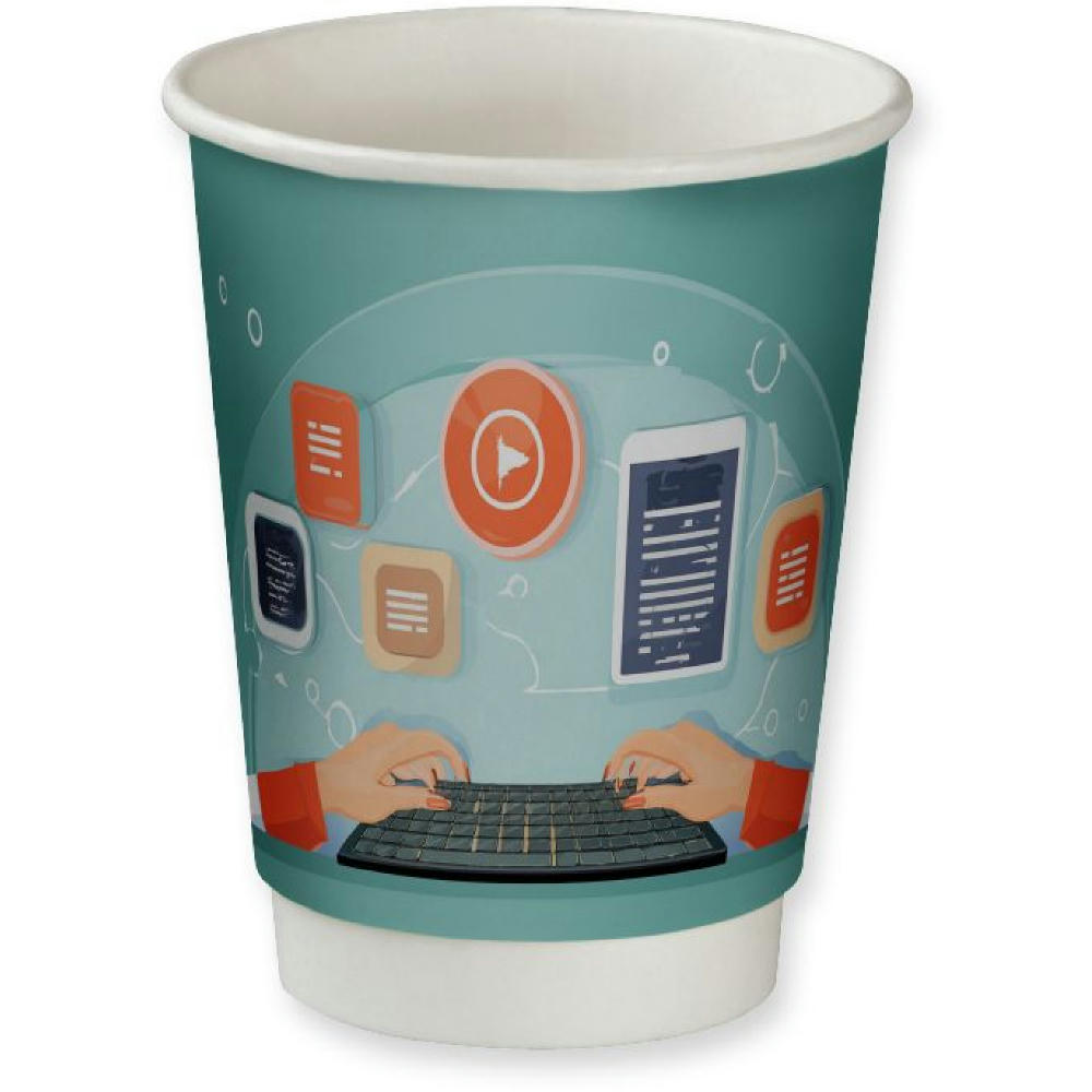 Product image Doppelwandige PE-Pappbecher, 200ml, , Doppelwandige Becher Midi Werbeartikel