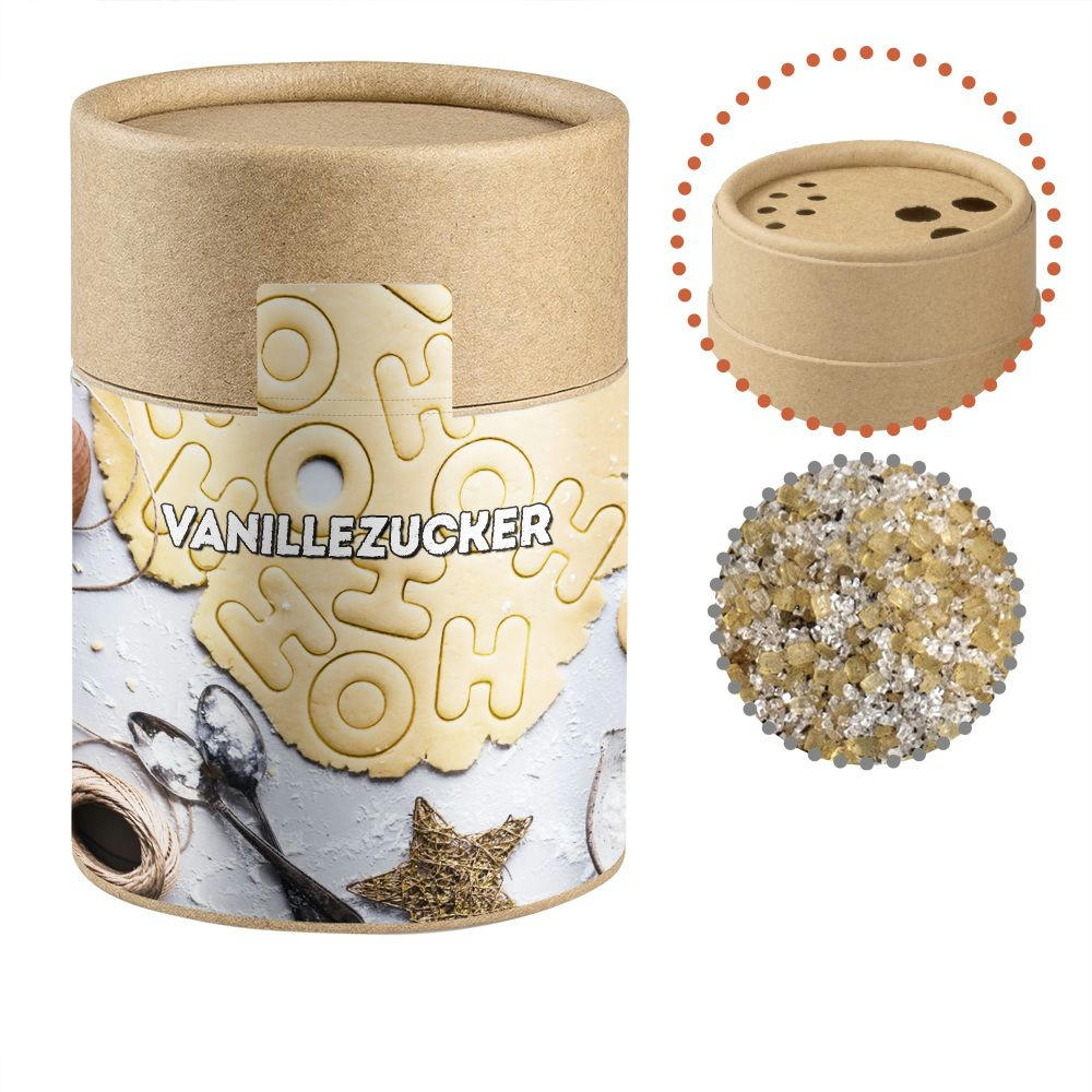 Product image Vanillezucker, ca. 150g, Kraftpapierstreuer Midi Werbeartikel