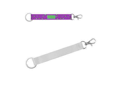 WALSALL. Kurzes Lanyard aus receyceltem Polyester (100% rPET) mit Ring und Karabiner, geeignet für Sublimation Werbeartikel