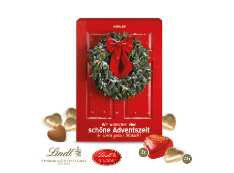 Adventskalender Lindt "Schokoladen-Herzen" Werbeartikel