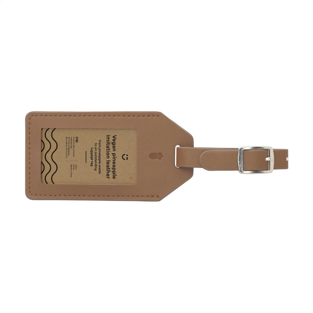 Vegan Pineapple Leather Luggage Tag Werbeartikel