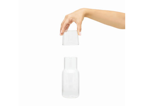 Glas-Karaffe mit Trinkglas CALMY Werbeartikel
