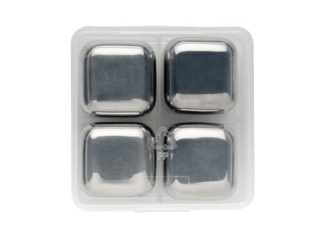 Wiederverwendbare Eiswürfel aus Stainless Steel, 4-tlg. Werbeartikel