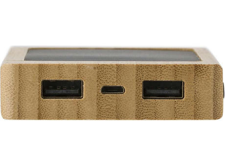 Solar-Powerbank aus Bambus Joan Werbeartikel