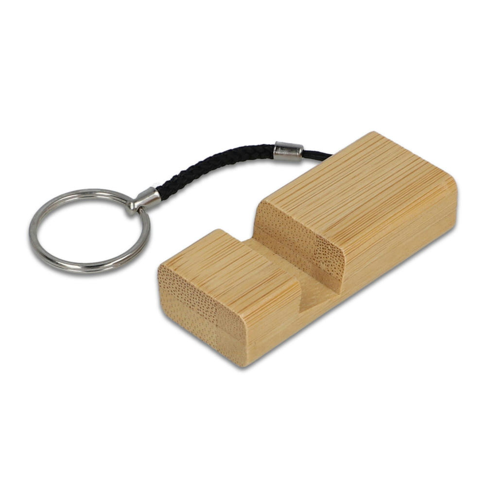 Product image Bambus Smartphonehalter Schlüsselanhänger Werbeartikel