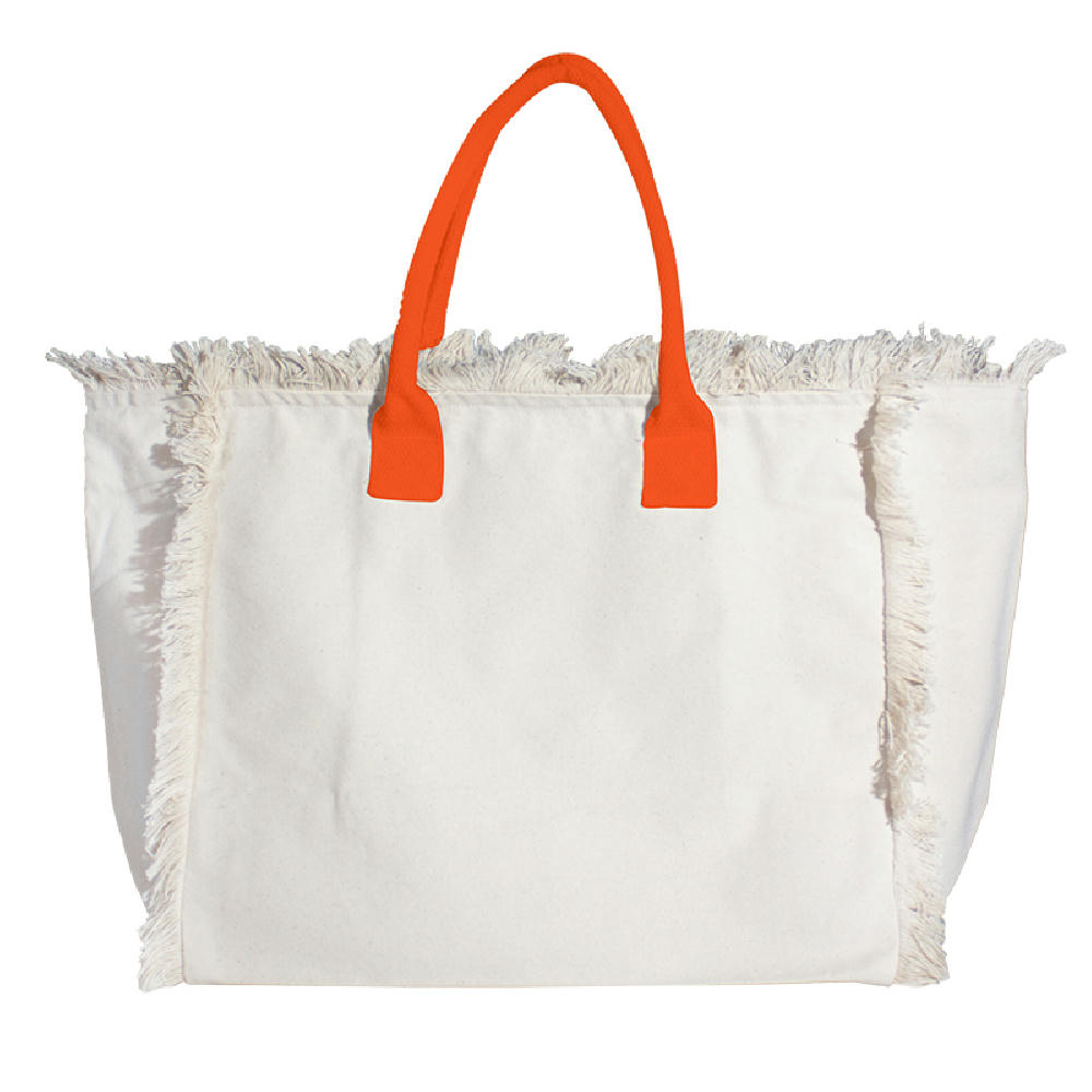Organic Fairtrade Strandtasche Lola mit farbigen Henkeln nature Werbeartikel