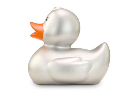 Werbeente Sylvie Silber, ca. 8 cm Werbeartikel