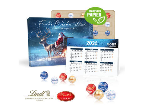 Product image „2 in 1“ Marken-Adventskalender Lindt Lindor Minis mit Jahresplaner, Inlay aus Papier Werbeartikel