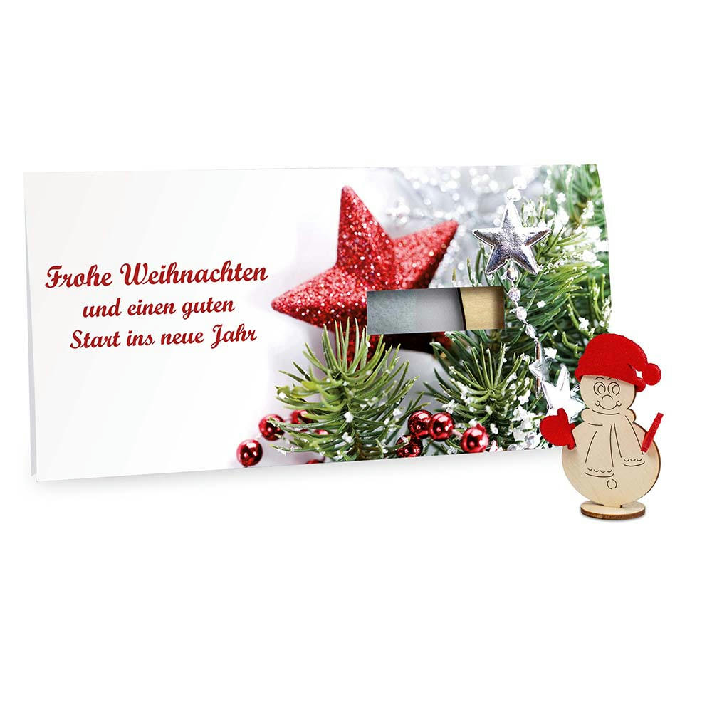 Product image Steckfiguren-Karte Filz - Schneemann 4/0-c Werbeartikel