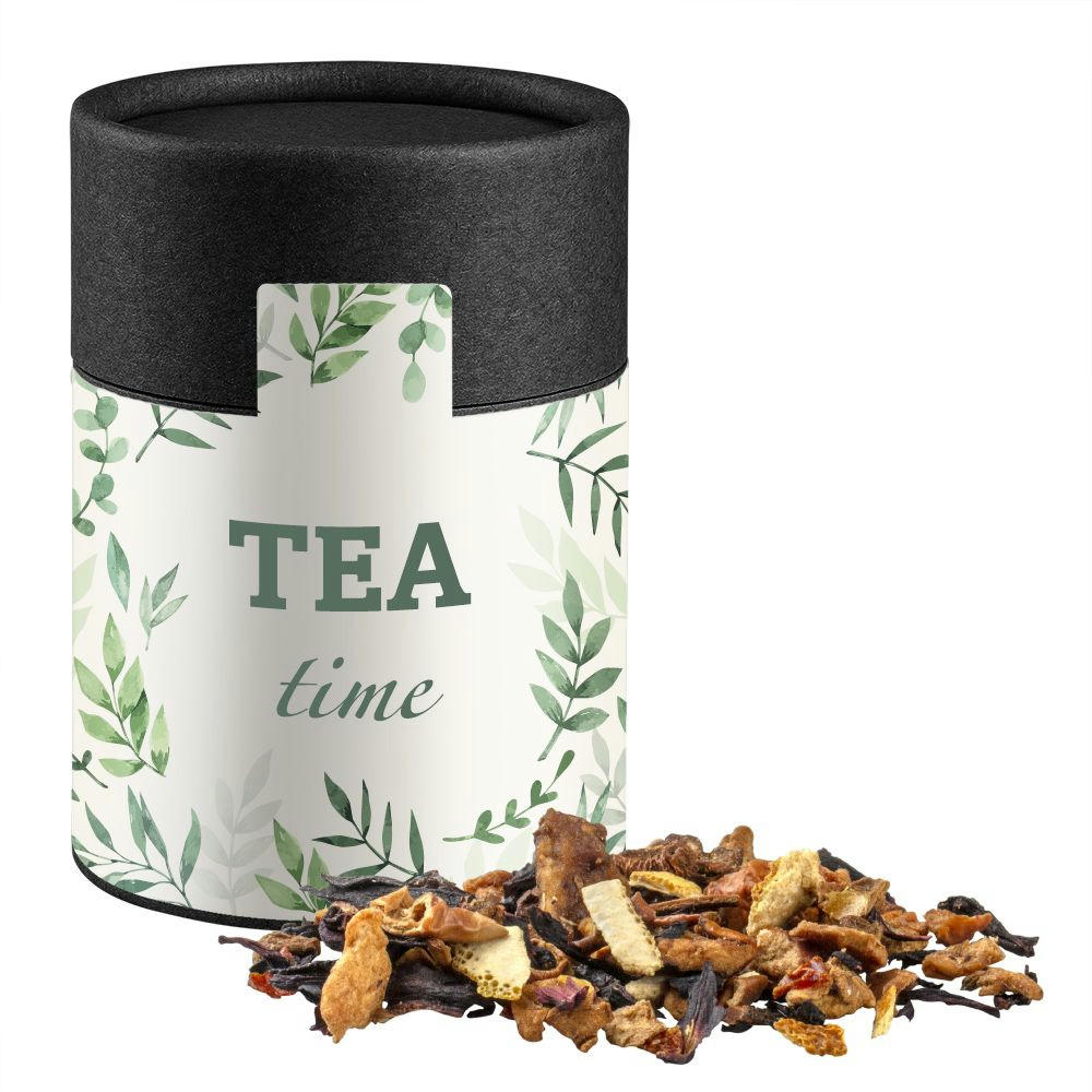 Product image Omas Bratäpfelchen Tee, ca. 60g, Kraftpapierdose Midi schwarz Werbeartikel