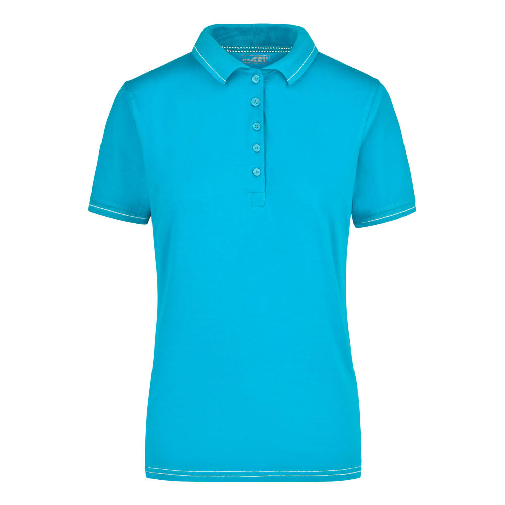 Ladies' Elastic Polo - Hochwertiges Poloshirt mit Kontraststreifen Werbeartikel