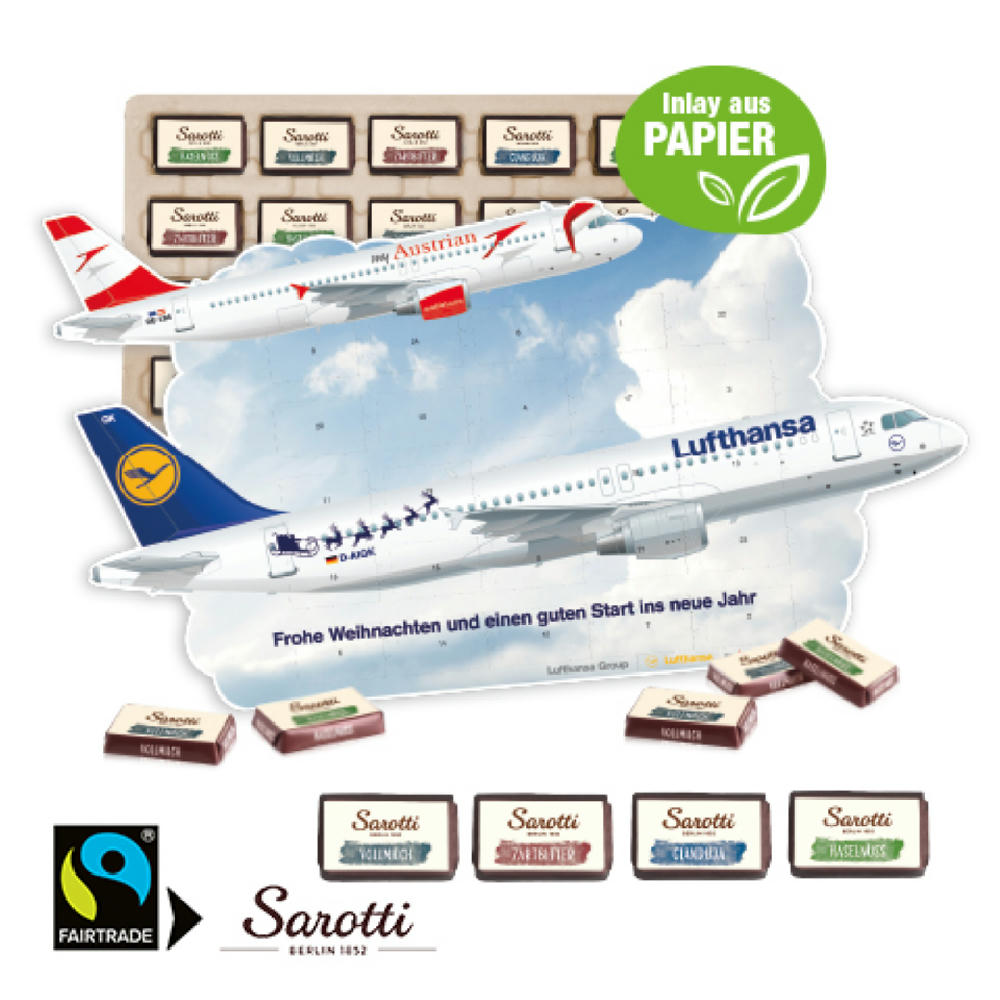 Adventskalender "individuelle Kalenderform" mit Sarotti Fairtrade® Werbeartikel
