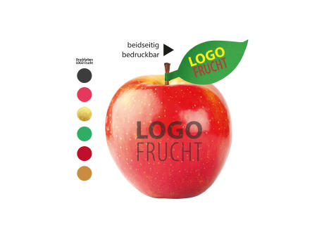 LogoFrucht Apfel rot mit Apfelblatt 4c Werbeartikel
