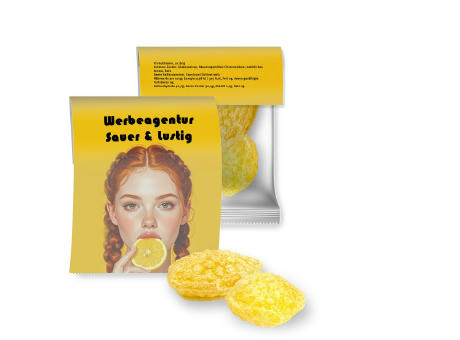 Product image Zitronenbonbons mit Vitamin D, ca. 17g, Express Midi-Tüte mit Werbereiter Werbeartikel