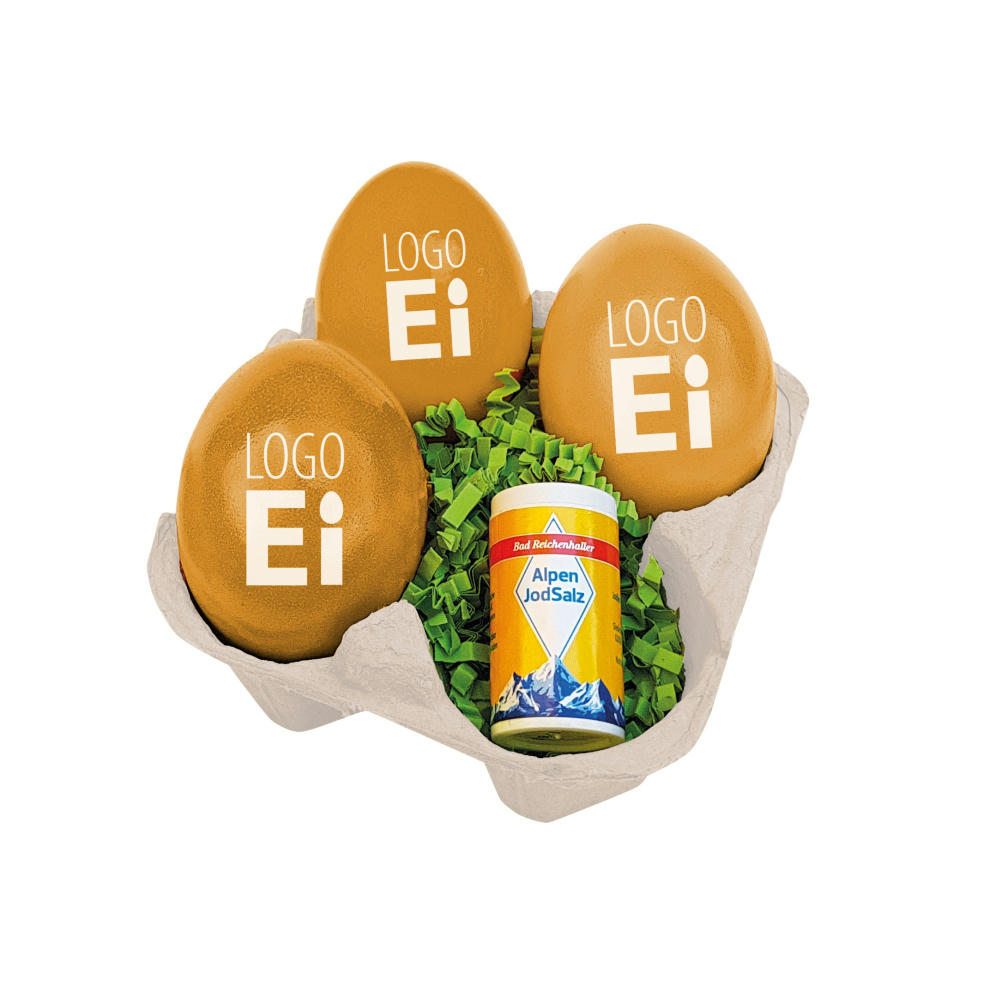 LogoEi 3er mit Salz - Blau Werbeartikel