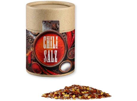 Gewürzmischung Chili-Salz, ca. 55g, Kraftpapierdose Midi Werbeartikel