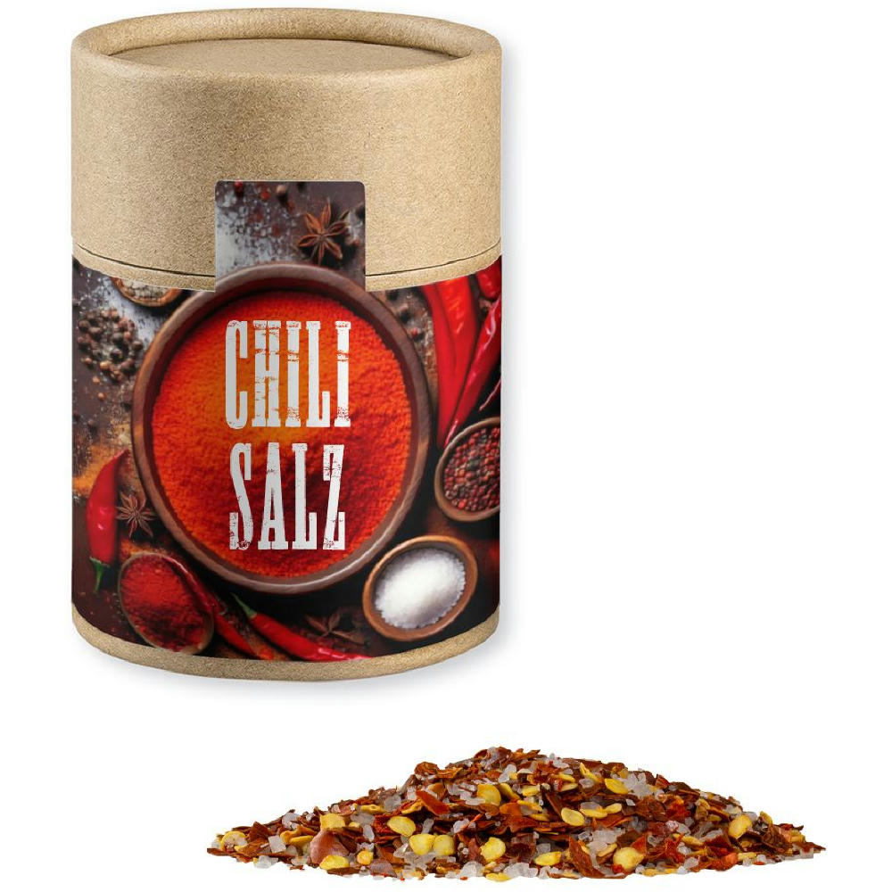 Product image Gewürzmischung Chili-Salz, ca. 55g, Kraftpapierdose Midi Werbeartikel