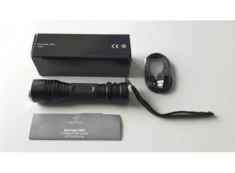 Aufladbare LED Leuchte "Nova Light 1200 L silber" Werbeartikel