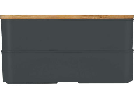 Doppel-Lunchbox mit Bambus-Schneidebrett und Besteck Werbeartikel