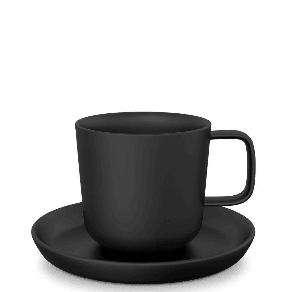 Product image Mahlwerck Form 730 Tasse Costa Verde mit Unterteller, schwarz/grau Werbeartikel