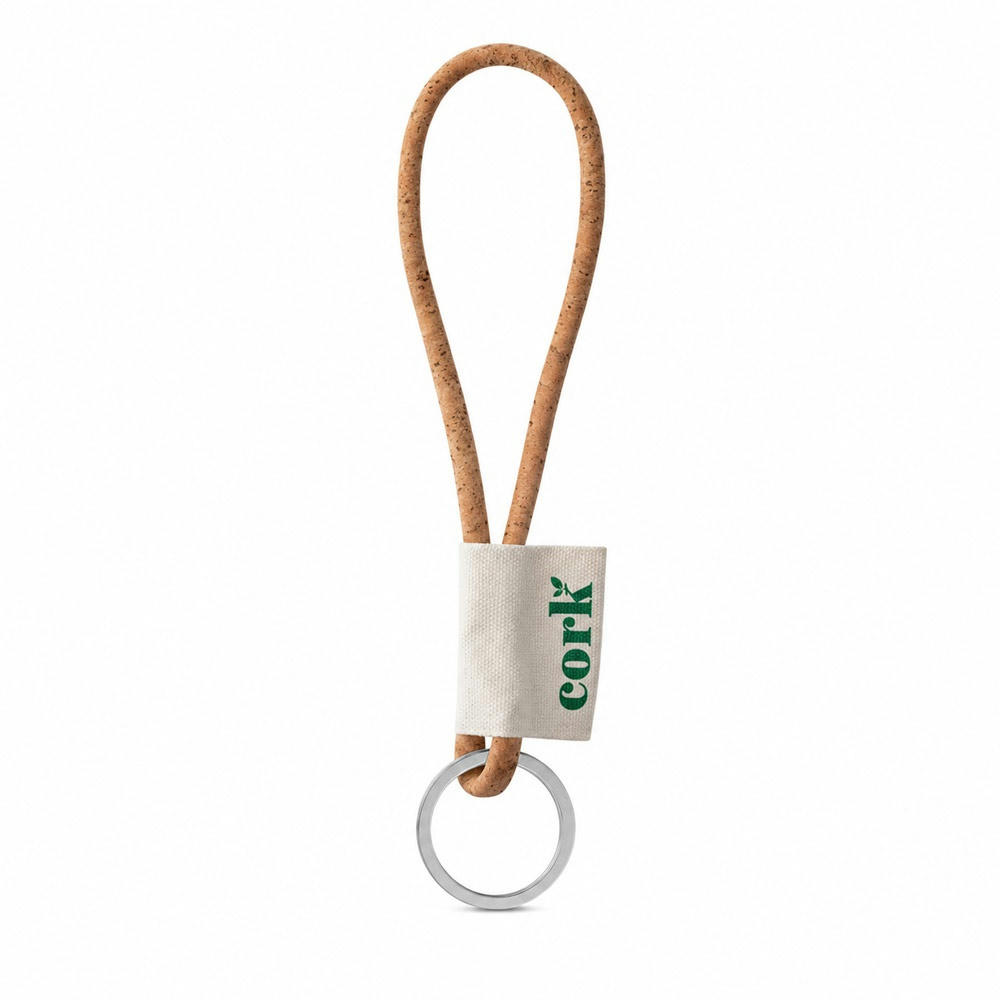 Gedrucktes Muster von Lanyard CORK Short (Ø 5 mm) Werbeartikel