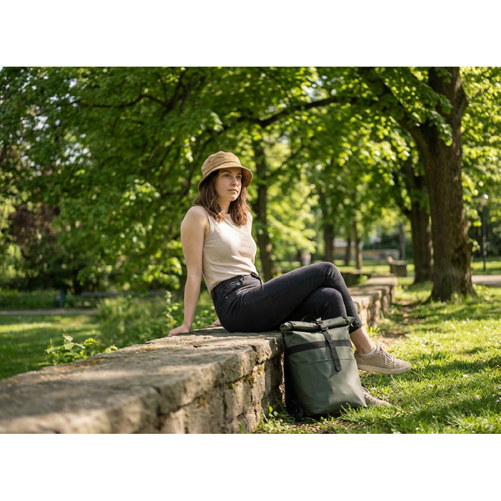 Isolierter Rolltop-Rucksack 'Frisco', Khaki Werbeartikel