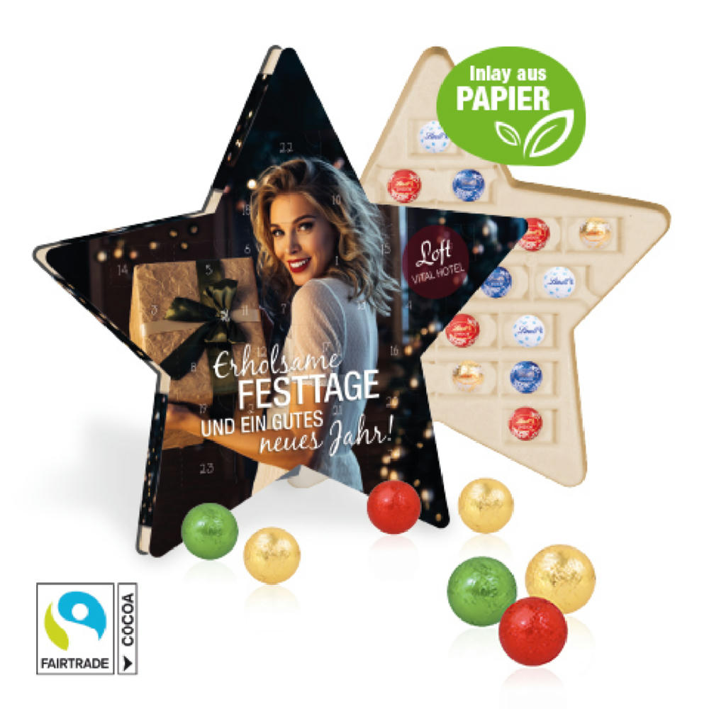 Product image Adventskalender "Stern" mit Fairtrade® Schokolade Werbeartikel