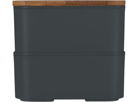 Doppel-Lunchbox mit Bambus-Schneidebrett und Besteck Werbeartikel