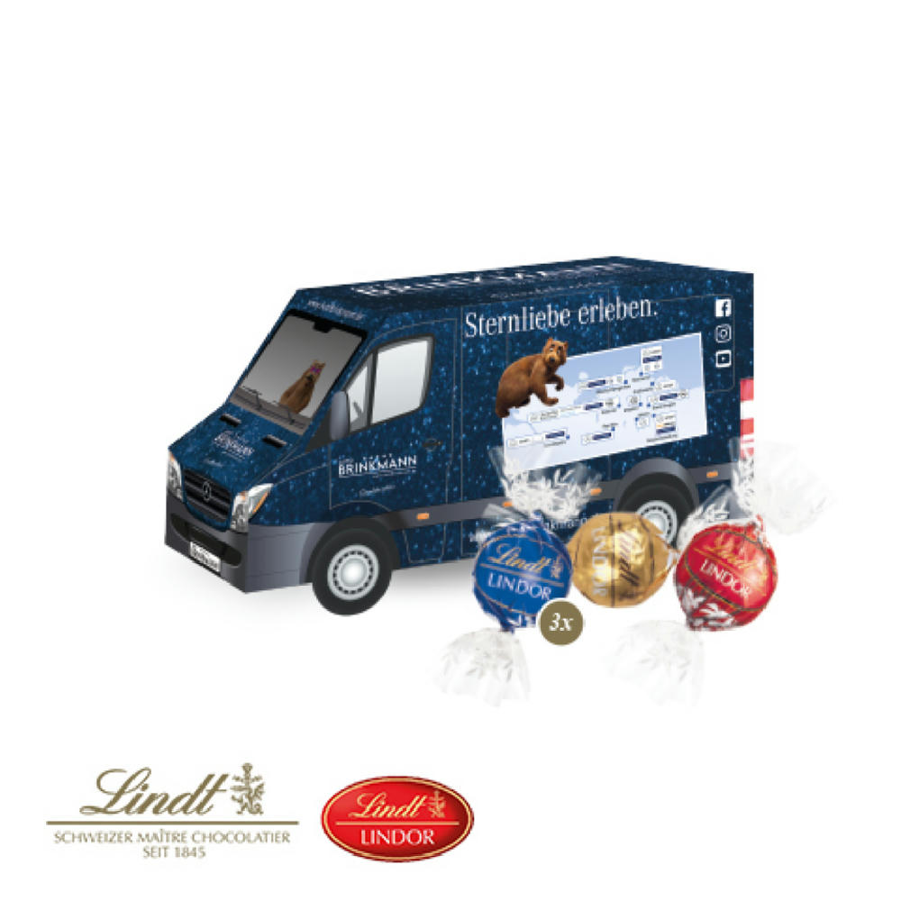 3D Präsent "Transporter" mit Lindor Pralinés Werbeartikel